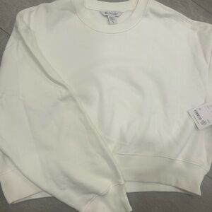 Athleta Women's Cropped White Crew Neck Sweatshirt - NWT
